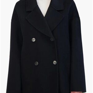 NWT REBECCA MINKOFF Black Double-Breasted Peacoat - M